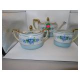 Vintage Nippon M Hand Painted Tea Pot - Cream &