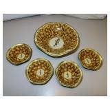 Vintage 5 Piece Mr Peanut Snack Set (Large Bowl