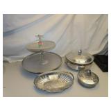 4 Pc Hammered Aluminum Lot plus Pyrex Bowl & more