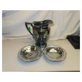 Vintage Silverplate Pitcher (8&7/8") & 2 Footed
