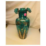 Vintage Blown Art Glass Vase = 10&3/4"