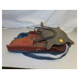 Antique Seed Spreader with Blue Jeans Bag