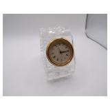 Crystal Desk Clock Signed Duiske - 2&3/4' tall