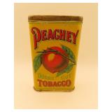 Antique "Peachey" Double Cut Tobacco Tin = 4" x