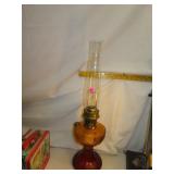 Vintage Amber Lincoln Drape Aladdin Oil Lamp 24"