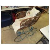 NO SHIPPING - Antique Wicker Baby Carriage by