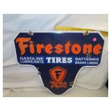 Antique Firestone Porcelain (2 Sided) Sign - See