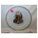 Antique Native American Indian Chief Plate =7&1/2"