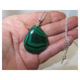 Large Malachite Pendant Necklace