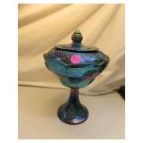 Vintage Indiana Carnival Glass Covered Compote