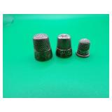 3 Antique Thimbles = Large #10 with Anchor - Gold&