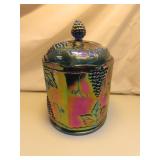Large Indiana Carnival Glass Canister = 9&3/4"