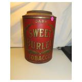 Large Antique Dark Sweet Burley Tobacco Can