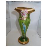 Antique Art Nouveau Mont Joye Vase with Enameled