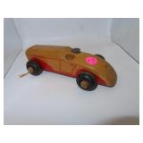 Vintage Holgate Toy Co Wooden Race Car = 7&1/2" x