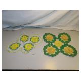 Vintage Fancy Work Doilie Set = 10" x 10" and