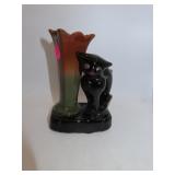 Vintage Black Cat Vase - Made in Japan = Red