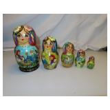 5 Piece Vintage Nesting Dolls Set - Tallest =