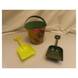 Vintage J Chein Tin Bucket & 2 Shovels (6&3/4" to