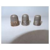 3 Antique Sterling Silver Thimbles = 14.23 grams