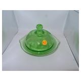 Green Depression Glass Georgian Love Birds Butter