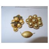 2 Vintage Brooch Pins & Football Pin