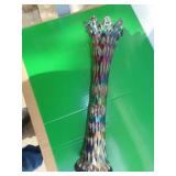 Vintage 17" Blue Carnival Glass Vase =
