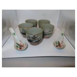 5 Vintage Kutani Japan Tea Cups & 2 Japan Dragon
