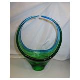 Vintage Art Glass Basket Signed Chalet =14' x 11'x