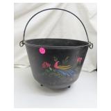 Antique Cast Iron Kettle (hand painted) 10&3/4' x
