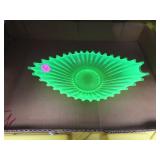 Vintage Fostoria Heirloom Vaseline Glass Bowl =