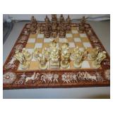 33 Piece Alabaster Chess Set Made in Greece =