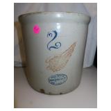 Antique Red Wing Union Stoneware 2 Gallon Crock -