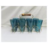 Set of 8 Mid-Century Glasses & Caddy (5'each)