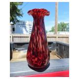 Vintage Murano Amberina with Gold Speckles Vase =