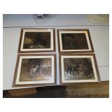 Set of 4 'Big Game' Copper Foil Etching Prints by