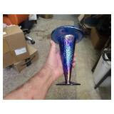 Antique Dugan Glass Blue Carnival Deep Crackle