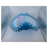 Vintage Blue Silver Crest Brides Basket = 9&1/2' x