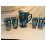 Vintage Indiana CarnivalGlass Pitcher & 8 Glasses