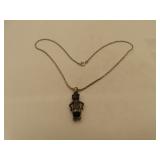 Sterling Silver Lady Cat Pendant Necklace (moving