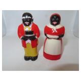 Vintage F&f Black Americana Salt & Pepper =