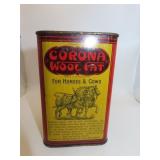 Vintage Corona Wool Fat for Horses & Cows Tin FULL