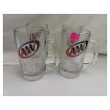 Set of 4 Vintage A&W Rootbeer Mugs = 5&3/4'