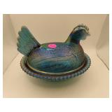 Vintage Indiana Carnival Glass Hen on Nest