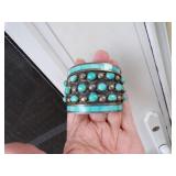Awesome Old Pawn Cluster Cuff Bracelet Signed: