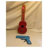 Vintage Pressed Steel Guitar & Wyandotte Gun =