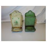 2 Vintage Tin Match Holders