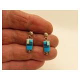 NICE Silver - Turquoise & Opal Pierced Earrings -