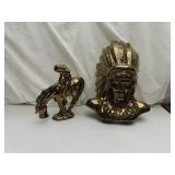 Ceramic Indian Chief Bust & End of Trail Figurine