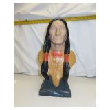 Ceramic Indian Bust = 16&1/2" (small chip on side)